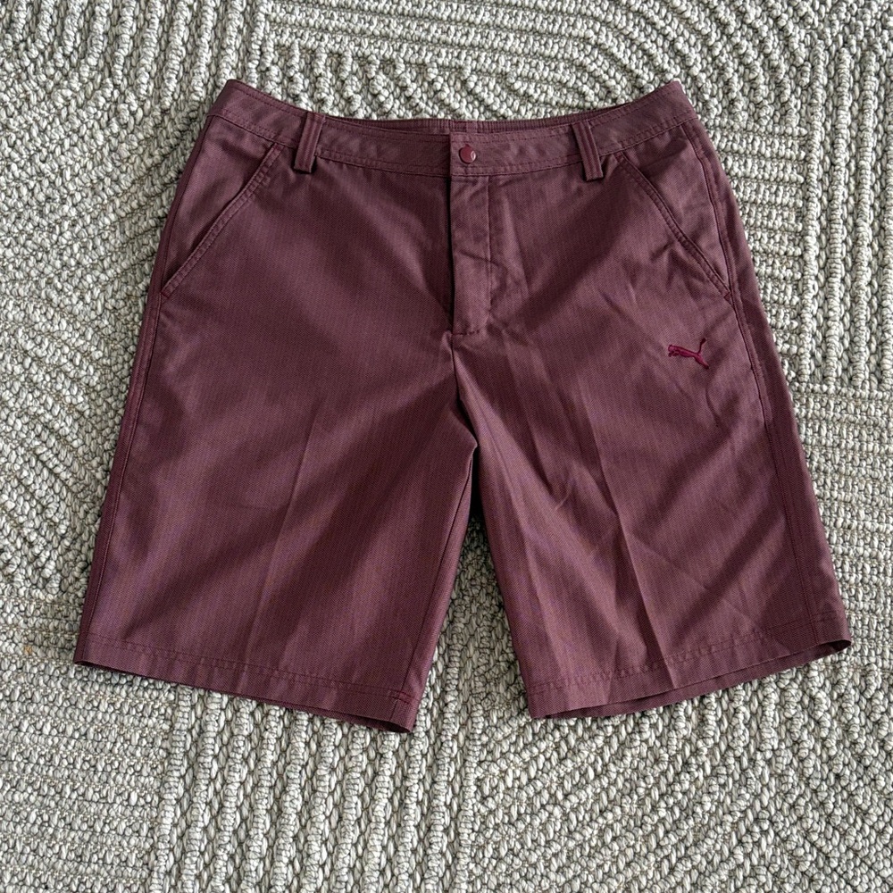 Puma Men's Maroon Flat Front Shorts
